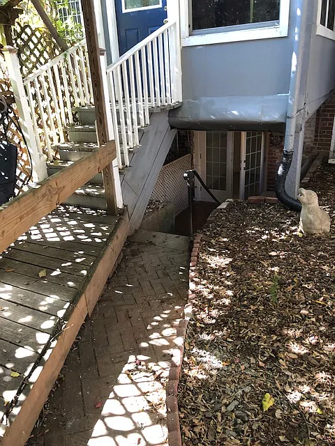 private entrance through garden