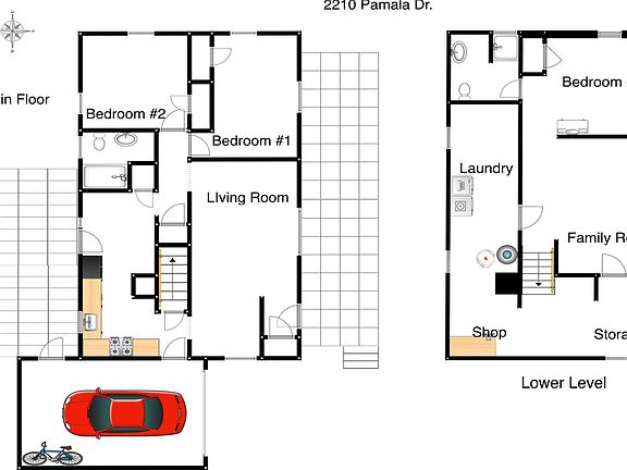 Layout of main and lower level.