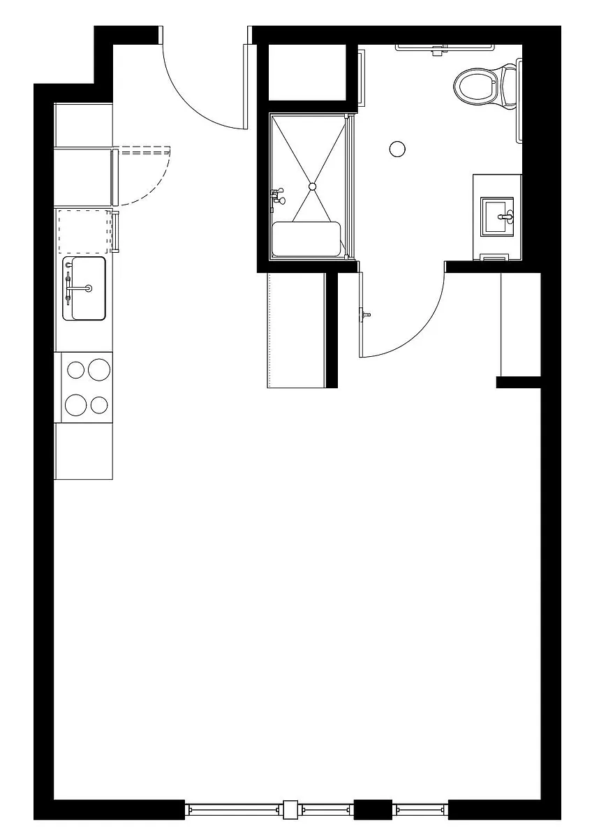 Floor plan Studio 1 Bath S4A