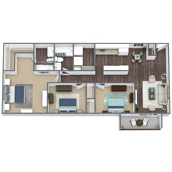 Floor plan C1: 3 Bed 2 Bath