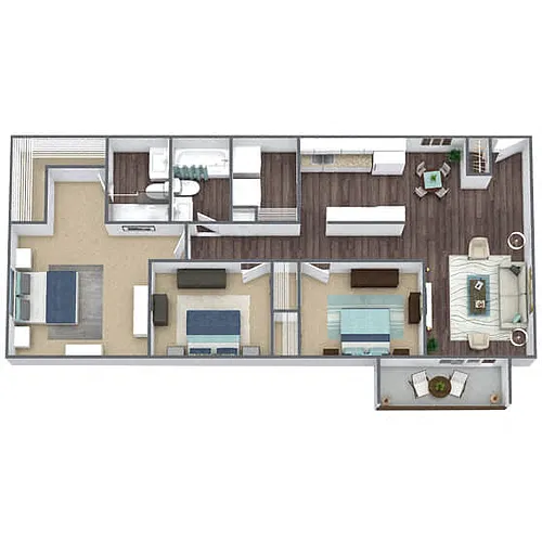 Floor plan C1: 3 Bed 2 Bath