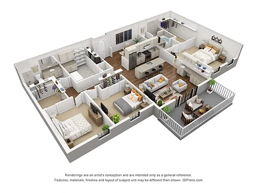 Floor plan 3 Bedroom 2 Bath with Dining Room
