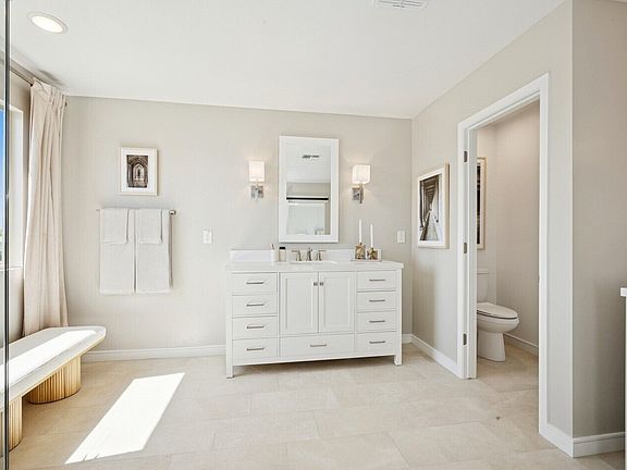 Primary bath with dual vanities