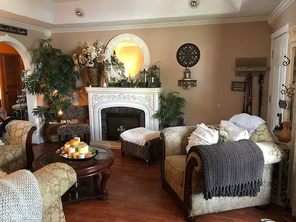 Front door and living room