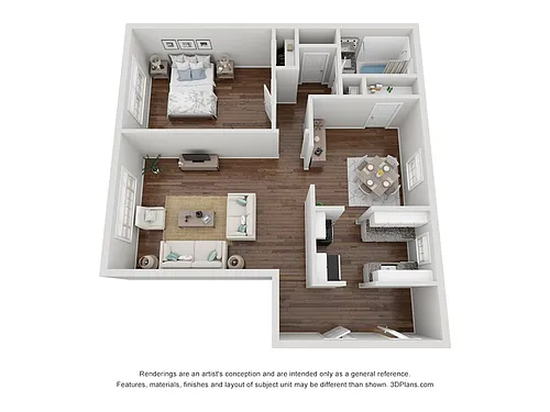 Floor plan 2-Bedroom 1-Bathroom | 849 sqft