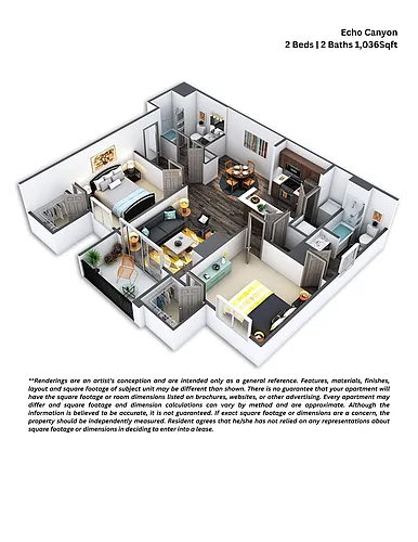 Floor plan 2x2 - Renovated Echo Canyon