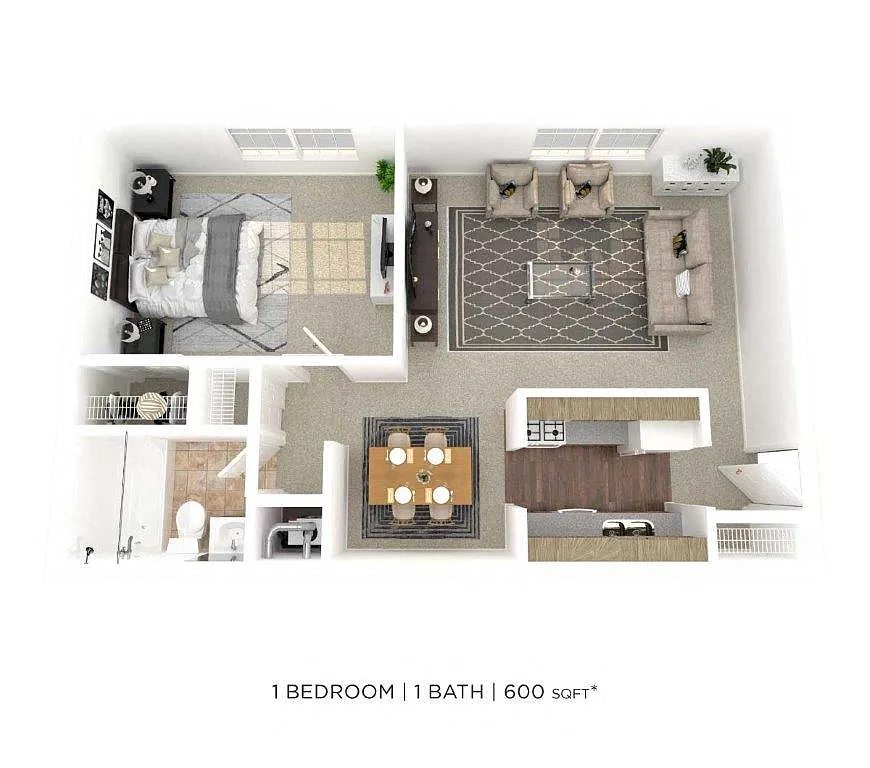 Floor plan One Bedroom - 600 sqft