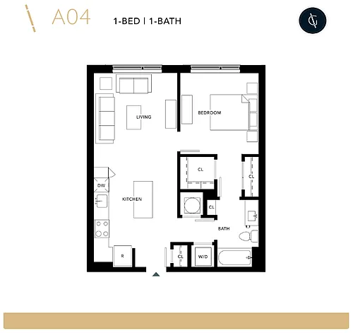 Floor plan One Bedroom - A4