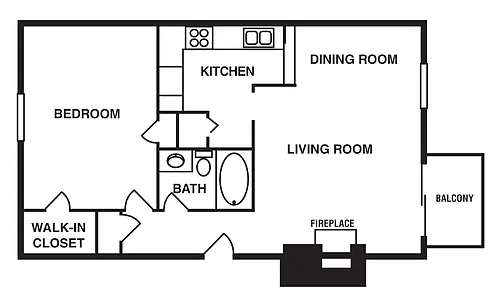 Floor plan 1 Bedroom/1 Bathroom