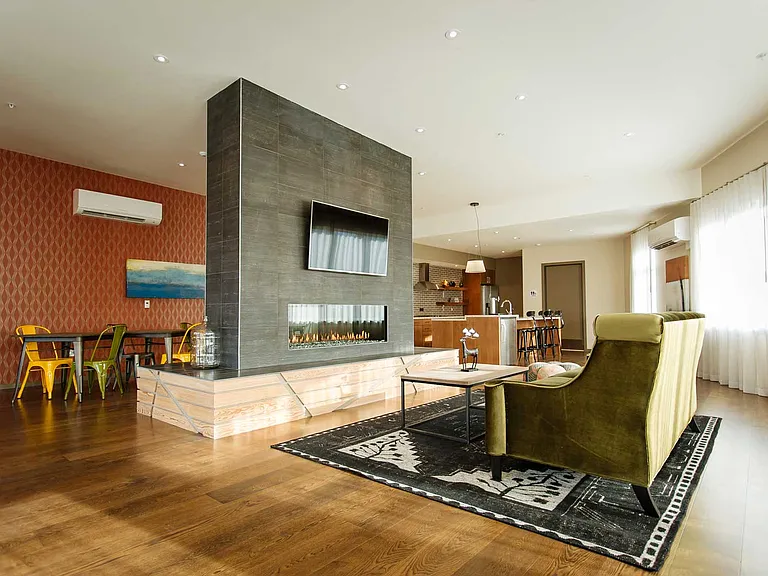 Grant Park Village Clubhouse fireplace and sitting area