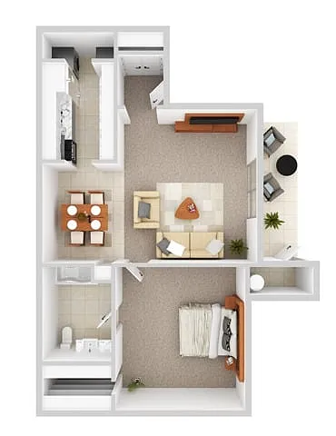 Floor plan 1 Bedroom 1 Bath Classic Downstairs