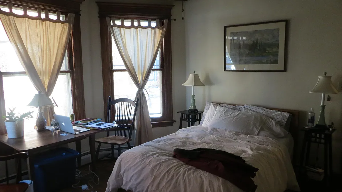 Studio bedroom set-up - room has large windows - 109 Canner St #2R