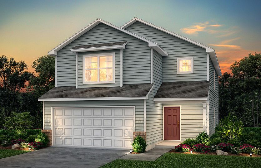 Harris Exterior 3 features brick accents, siding, covered front door and 2 car garage