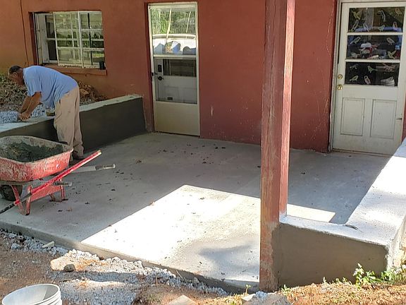New patio and retaining walls recently poured