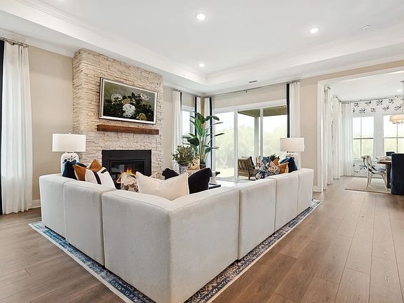Great room with tray ceiling