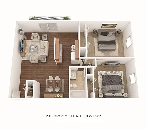 Floor plan Two Bedroom-835 sqft