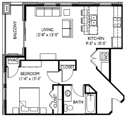 Floor plan One Bedroom A Large