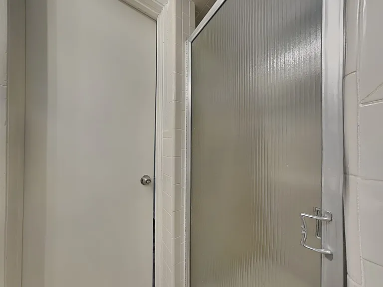 This bathroom features a sleek