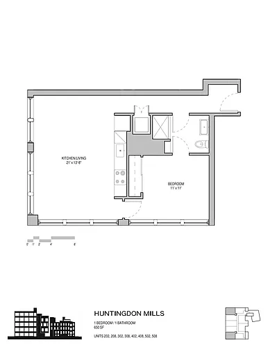Floor plan 1 Bed | 1 Bath