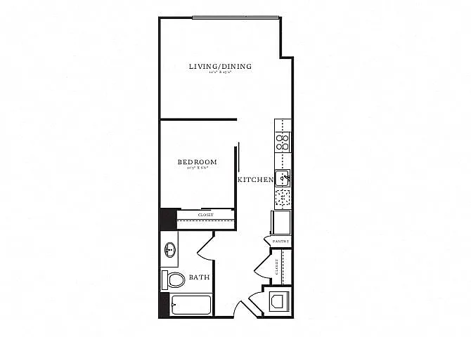 Floor plan Jr 1 Bed/1 Bath-B1A