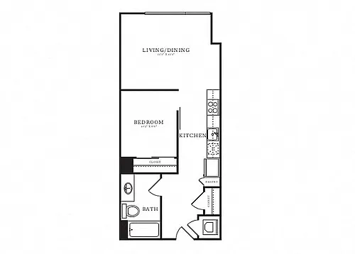 Floor plan Jr 1 Bed/1 Bath-B1A