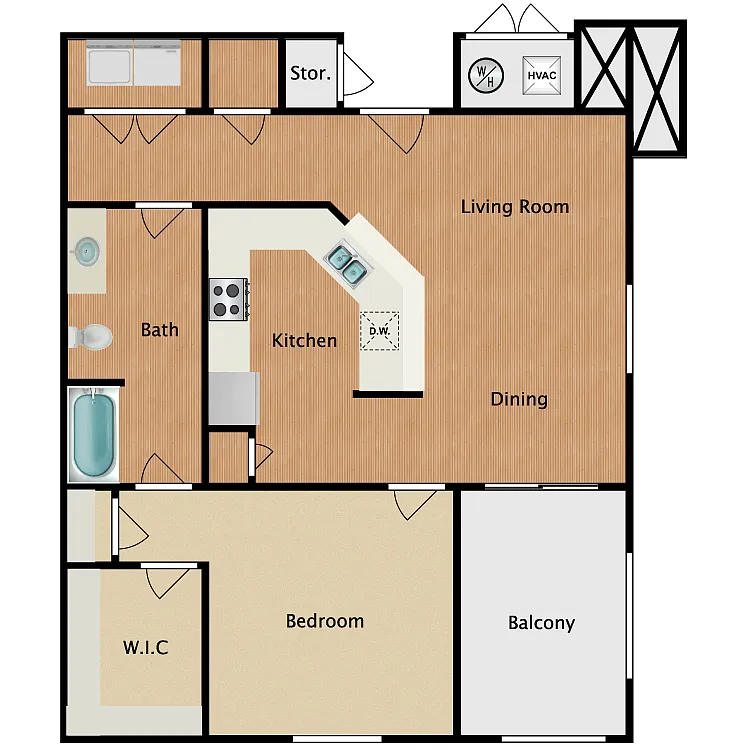 Floor plan 1 Bed 1 Bath