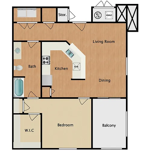 Floor plan 1 Bed 1 Bath
