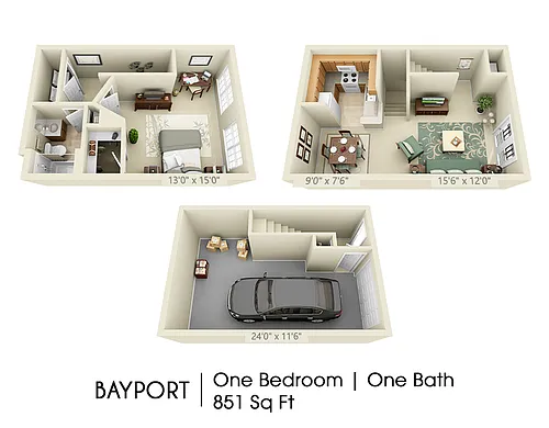 Floor plan Bayport Townhome with Garage
