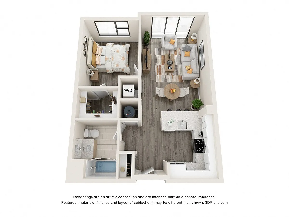 Floor plan One Bedroom Type 1A Floorplan