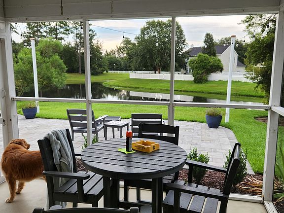 Dining table on screen porch