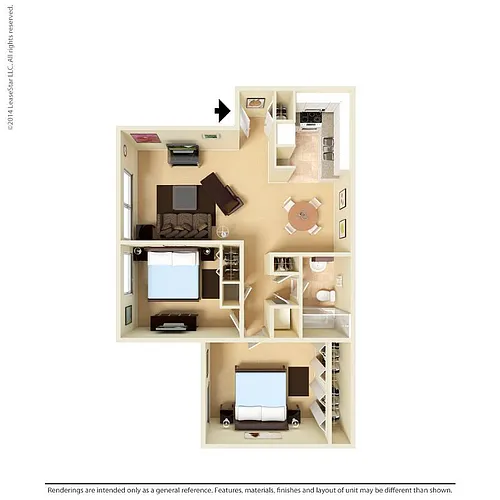 Floor plan Medium 2 Bed 1 Bath