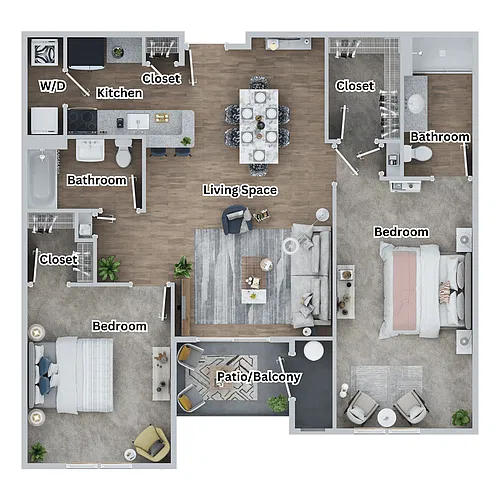 Floor plan 2 Bed 2 Bath