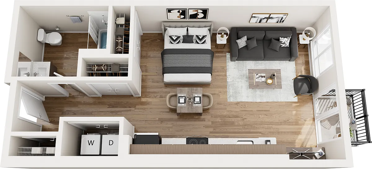 Floor plan ADA Studio w/So.Views of Mt. Rainier M2A