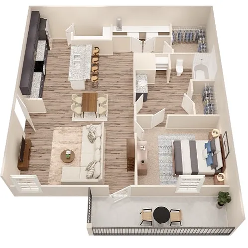 Floor plan 1 x 1 Adair A1vr