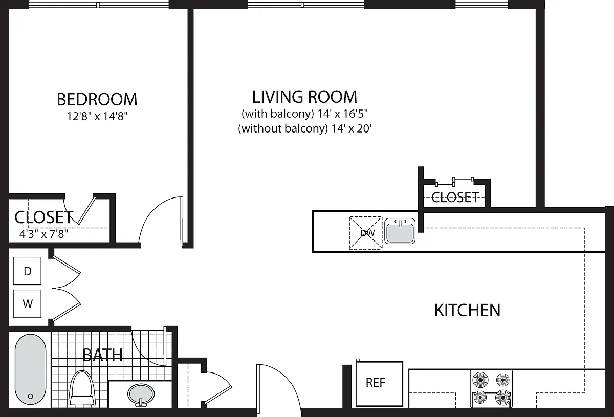 Floor plan Melrose_nobalcony_noden