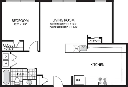 Floor plan Melrose_nobalcony_noden