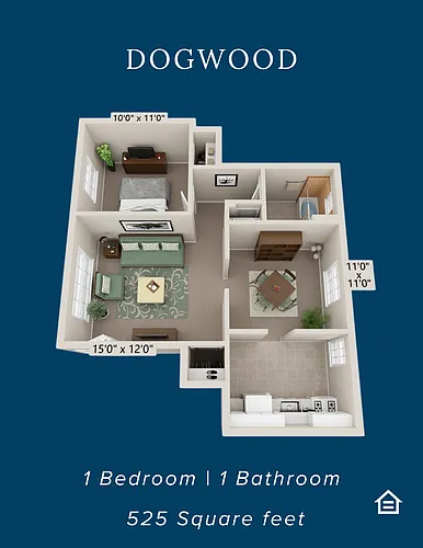 Floor plan 1 Bedroom 1 Bathroom