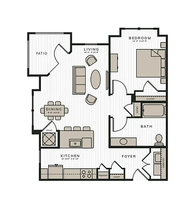 Floor plan The Burlap-ADA | 1 Bed | 1 Bath