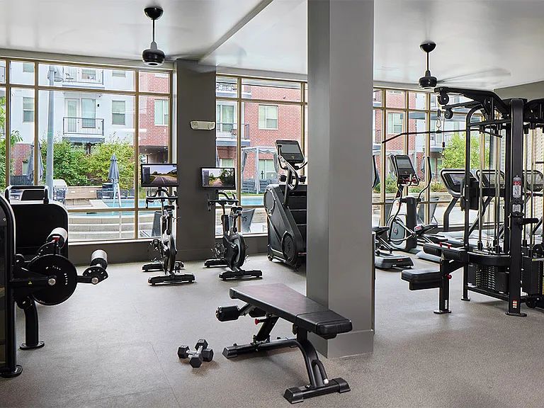 Apartment community fitness center at Griffis at Fiddler's Green in Centennial, Colorado.