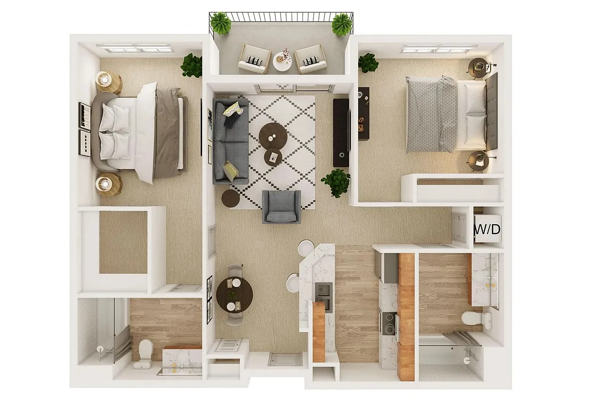 Floor plan 2 Bedroom, 2 Bath A