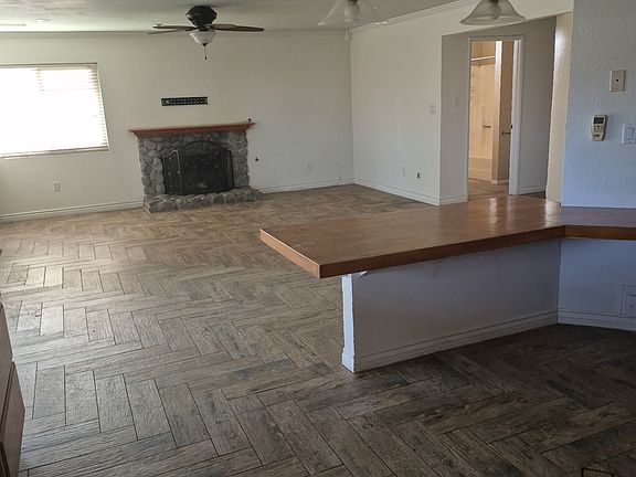 Open concept view of Family room from kitchen