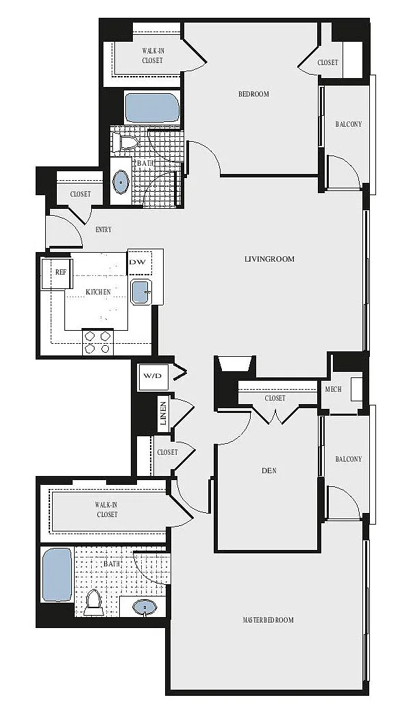 Floor plan 3 Bed/2 Bath Den - bcd1