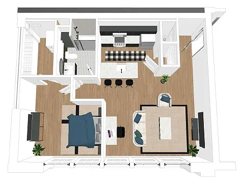 Floor plan F - One Bedroom