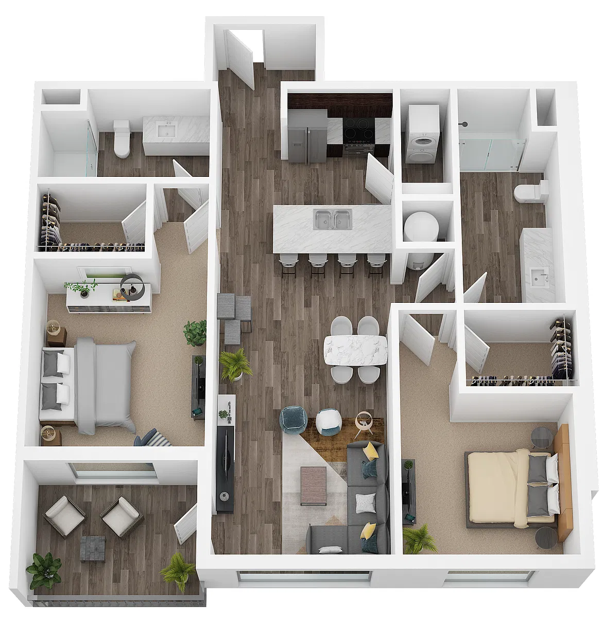 Floor plan Two Bed/Two Bath/Balcony/Foyer