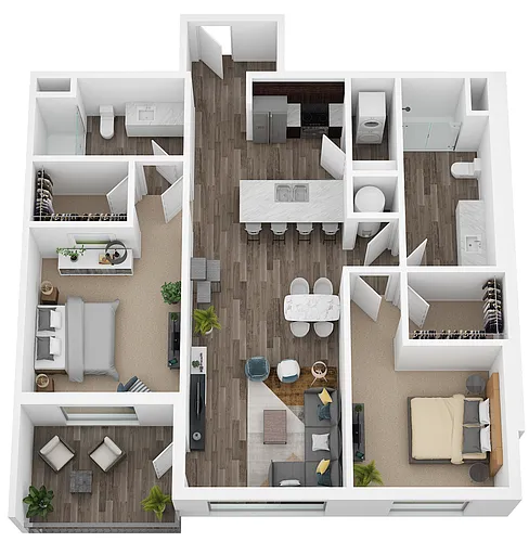 Floor plan Two Bed/Two Bath/Balcony/Foyer