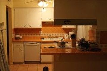 view of kitchen from dining area