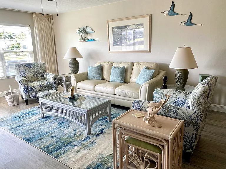 Living room with water views from two directions - south and west!
