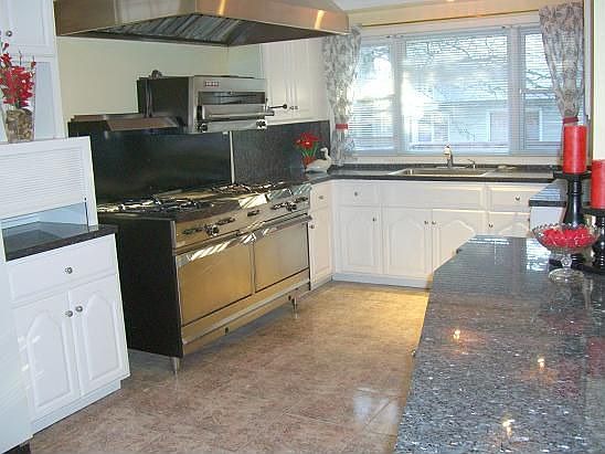 granite coutertops with industrial stove