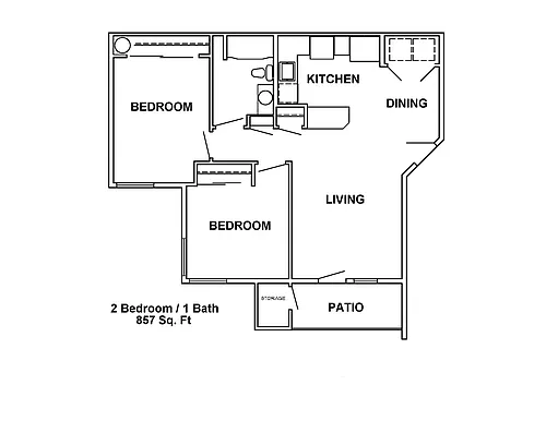 Floor plan 2 Bedroom 1 Bathroom