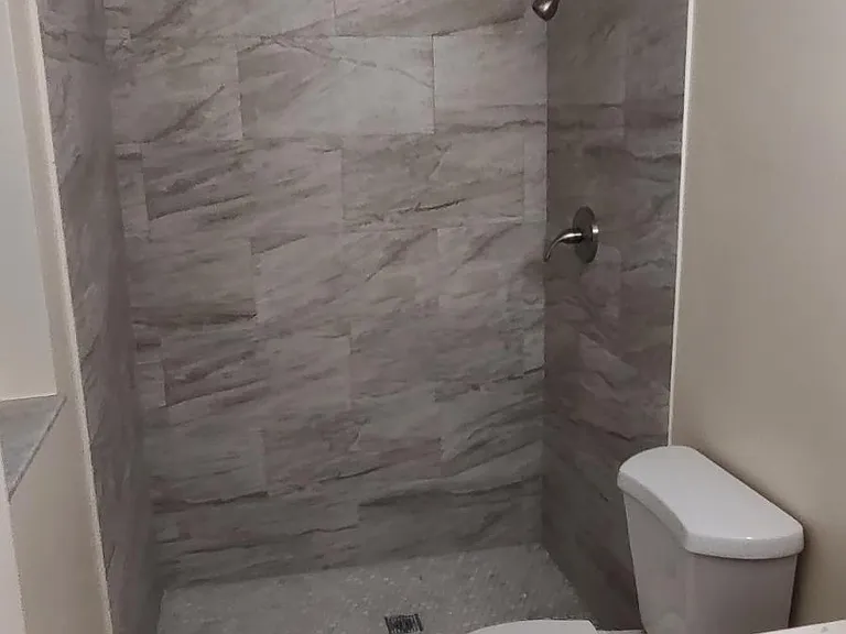 Here's the brand new master bathroom